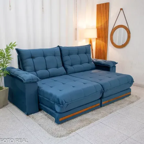 Sofá Retrátil Reclinável Barcelona 2.50m Veludo  Molas Ensacadas  Pronta Entrega!