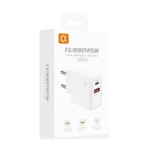 Fonte Carregador de Celular 25W Agold USB-C e USB CA45-4 | Novo | Preço Especial