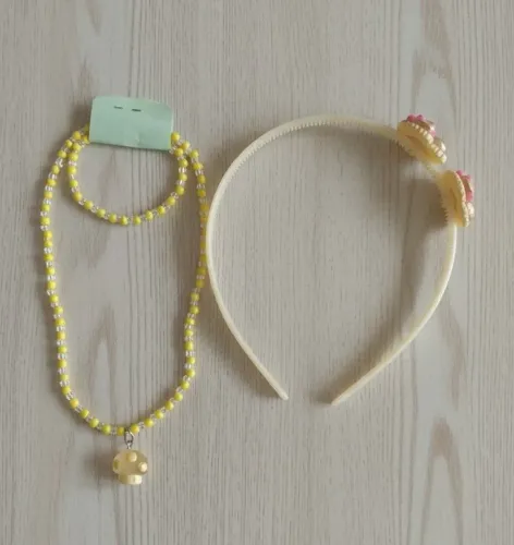 Conjunto Pulseira e Colar com pingente que brilha no escuro + Tiara