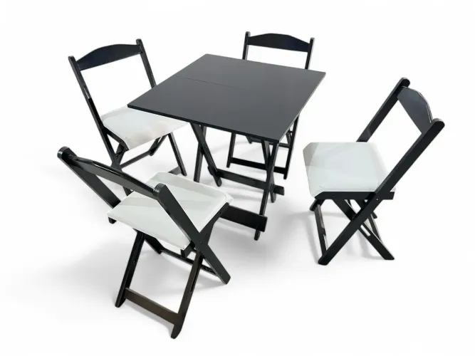 Jogo de Mesa Com 4 Cadeiras Dobráveis
