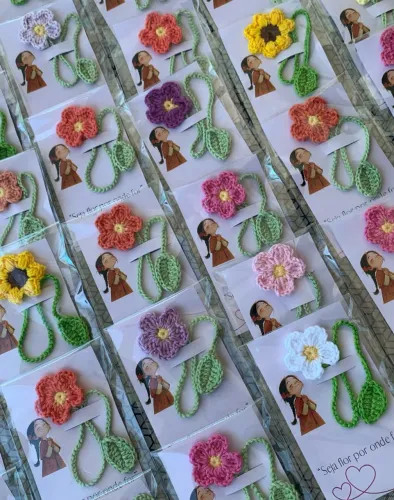 Marcadores de Página Flor em Crochê - Várias Cores - SOB ENCOMENDA - Chamar no chat