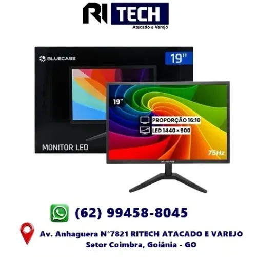 Monitor Led Bluecase 19'' Polegadas Hd Hdmi Vga 75hz Vesa Slim Preto Padrão VESA