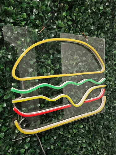 Placa Néon de Hambúrguer led acrílico