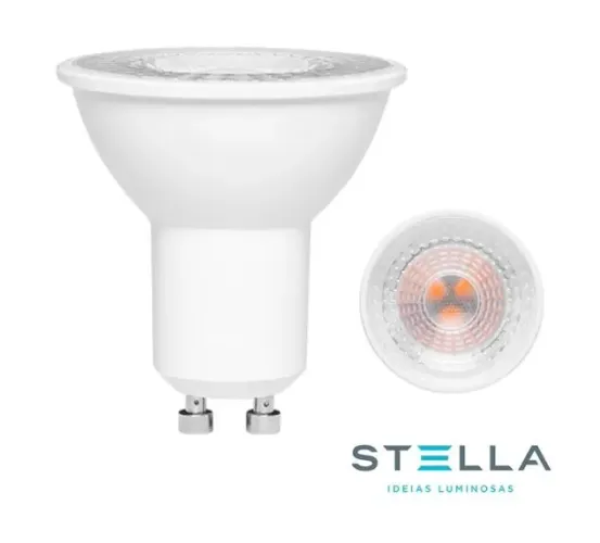 7 Lâmpadas LED Dicróica MR16 6W 2.700k GU10 Stella (luz amarela)