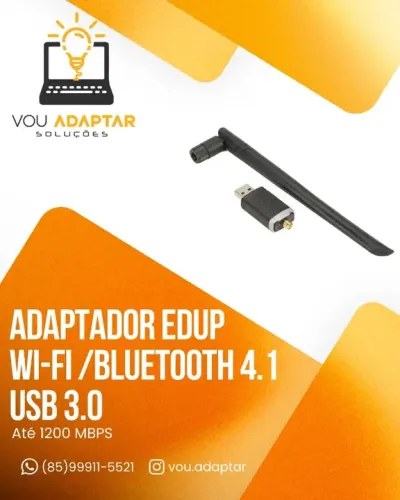 Adaptador USB Wi-Fi Edup Dual Band até 1300mb com Bluetooth 4.1 e 5G wireless