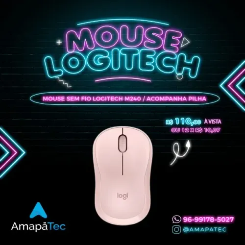 Mouse Sem Fio Logitech M240 Rosa
