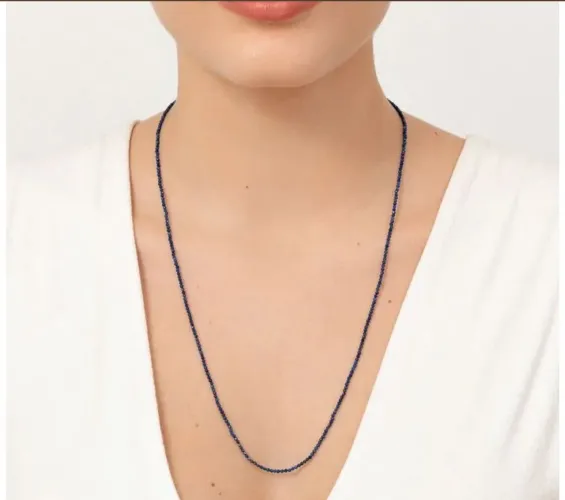 colar em lápis lázuli com fecho em ouro amarelo 18k - 60 cm