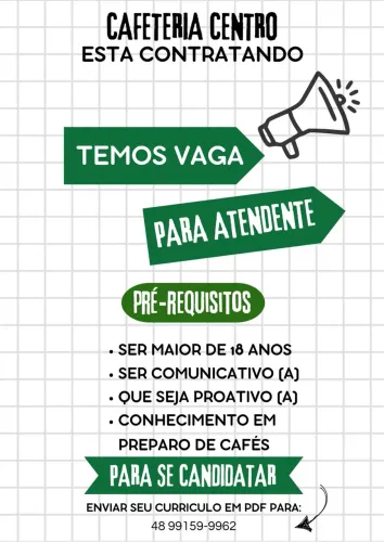 VAGA CAFETERIA CENTRO