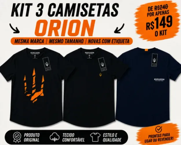 KIT 3 CAMISETAS ORION - TAMANHO M - NOVAS COM ETIQUETA