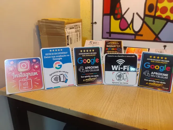 Plaquinha em NFC de avaliação do Google revenda atacado