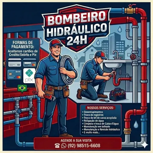 Encanador e Bombeiro Hidráulico 24H 