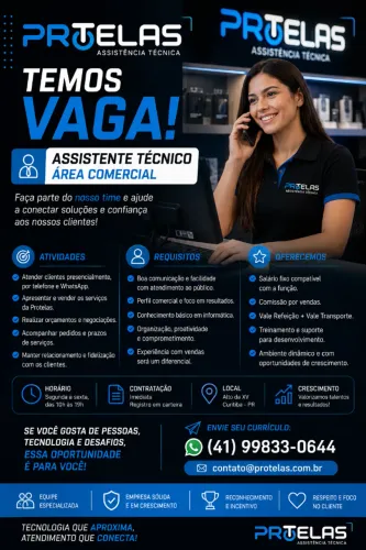 Vaga de Emprego: Atendimento Técnico - Assistência Técnica