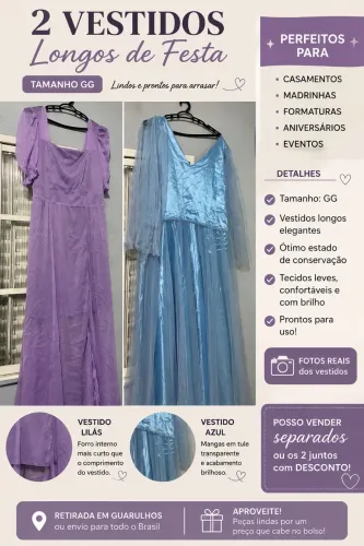 2 Vestidos Longos de Festa GG - Usados 1 Vez