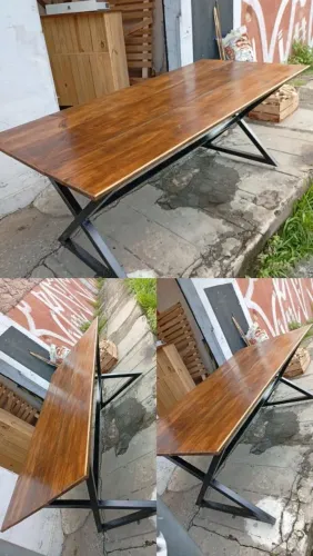 Mesa estilo industrial metal e madeira sob medida