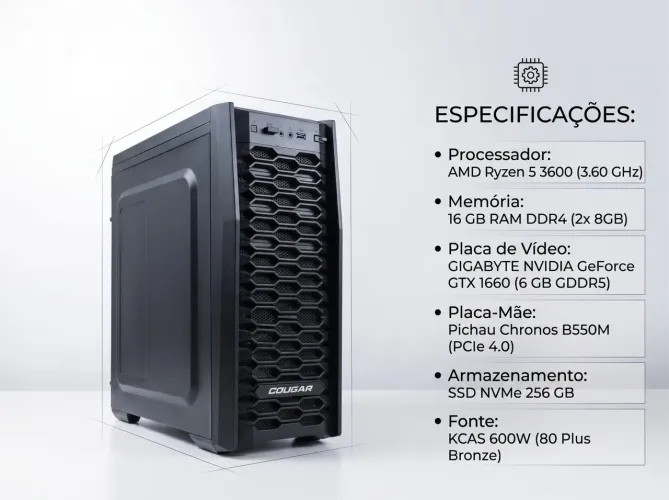 PC Gamer Ryzen 5 + GTX 1660 + 16gb RAM DDR4 + Ssd NVme