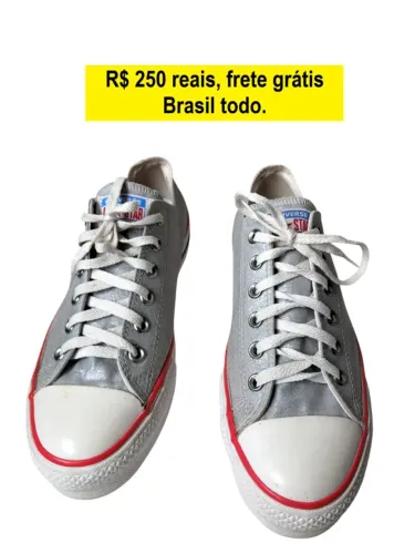 TÊNIS CONVERSE PLATAFORMA CHUCK TAYLOR ALL STAR LIFT IN LOVE CANO BAIXO PRATEADO