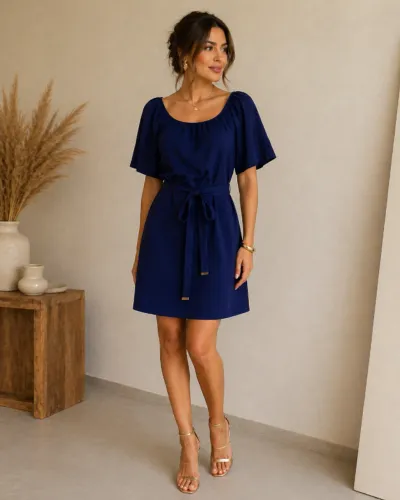 Vestido Maria Filó Azul Royal - Tamanho M (Impecável)