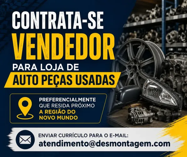 Vaga vendedor loja de autopeças usadas