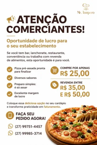 Pizza pré assada para revenda.