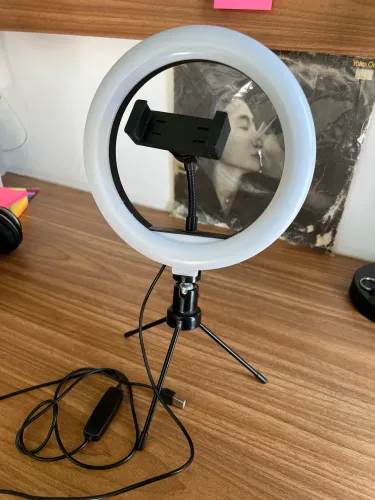Ring Light LED 10" Com tripé, suporte para celular e controle de intensidade