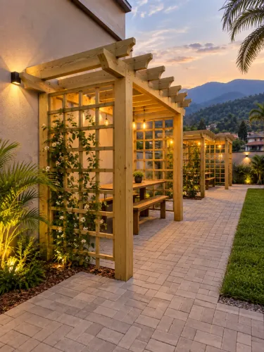 Pergolado de madeira para jardim
