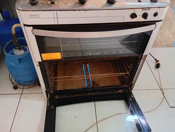 Fogão funcionando