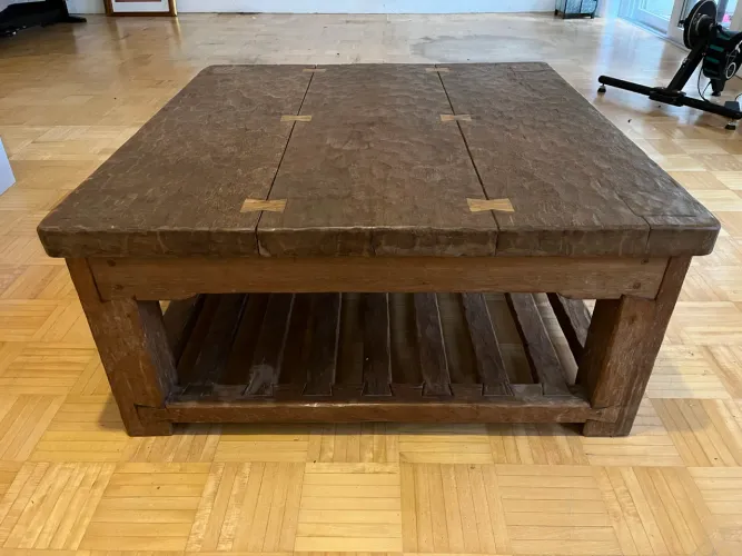 Mesa de centro artesanal madeira de lei maciça