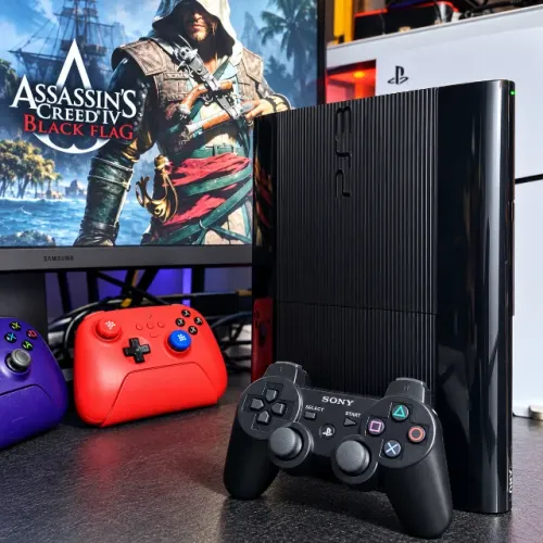 PS3 SUPER SLIM 1TB + HEN + 52 JOGOS + CONTROLE NOVO