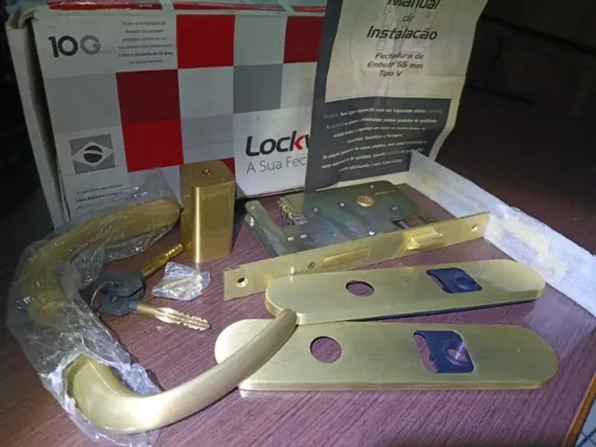 Fechadura Tetra 55mm Lockwell Dourada Miolo 30x30x62 mm