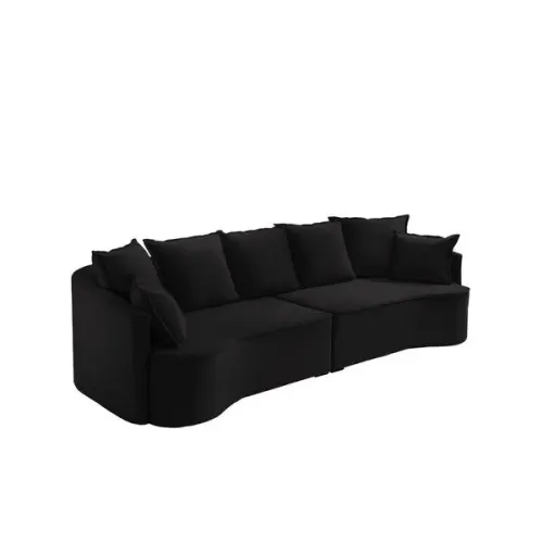  Sofá Curvo Quito Veludo Preto 4 lugares