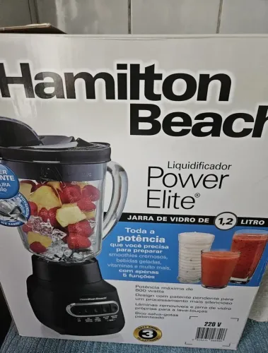Liquidificador Hamilton Beach Power Elite de Vidro 1.25 L, 800W, para Smoothies e Gelo