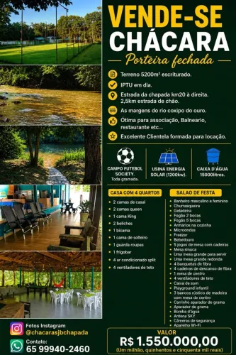 Vendo Chácara Rio Coxipo