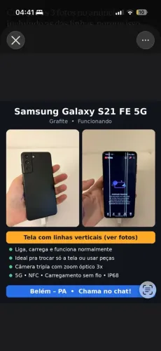 ? Samsung Galaxy S21 FE 5G - Grafite - Linhas na tela