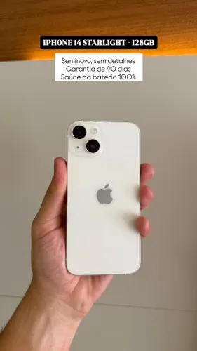iPhone 14 128GB Starlight, Seminovo sem detalhes, Garantia