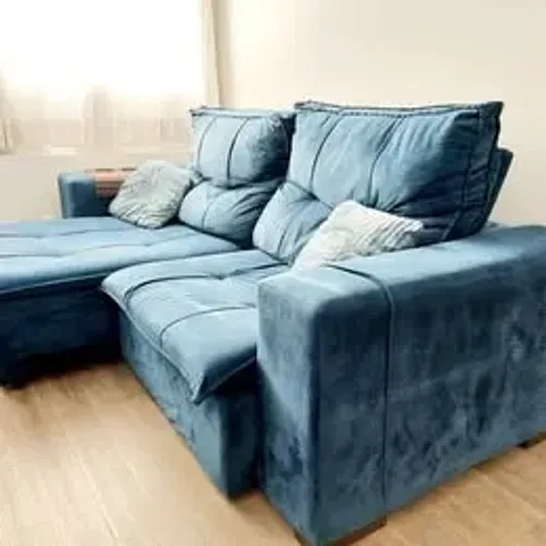 ? Sofá retrátil azul ? conforto e estilo para sua sala!