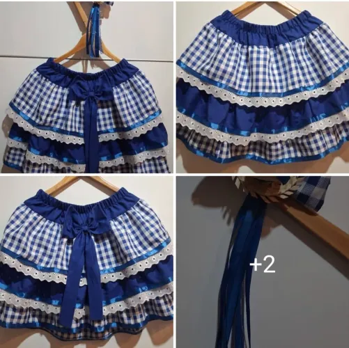 Saia Caipira Adulto TAM M (veste até 42 grande) NOVA com Adereço de Cabeça