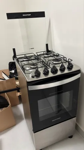 Fogão Brastemp 4 Bocas Inox com Duas Prateleiras