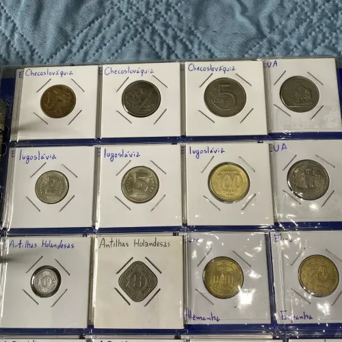 Coleção 270 moedas e 10 cédulas diferentes