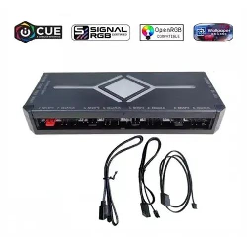 Hub Controladora Argb DeepArgb E8 F, 5V 3 Argb e PWM - DRGBLink & SignalRGB & OpenRGB