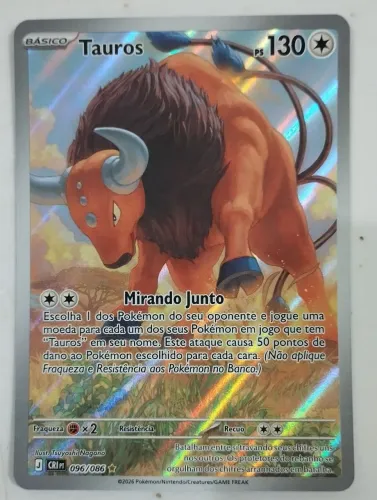 Carta colecionável pokémon original Ful Art Tauros (096/086)