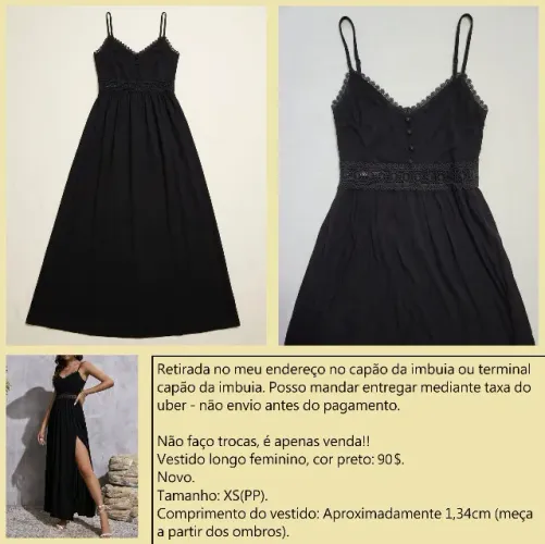 Vestido longo preto PP novo