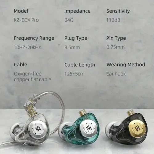 Fone KZ EDX Pro X com Microfone Original - Som Hi-Fi Graves Potentes