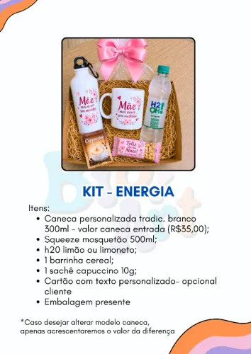 KIT - ENERGIA - DIA DAS MÃES - CANECA E SQUEEZE PERSONALIZADAS