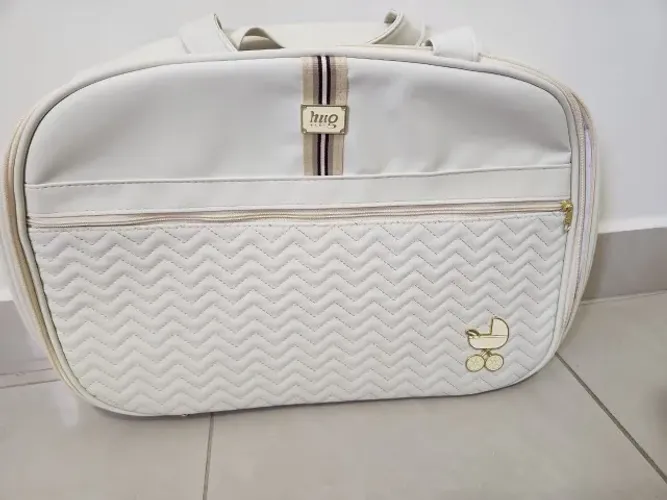 Bolsa Maternidade XG HUG Zig Zag Bege IMPECÁVEL
