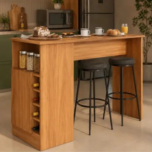 Bancada Gourmert Balcão Cozinha Com Porta E Adega