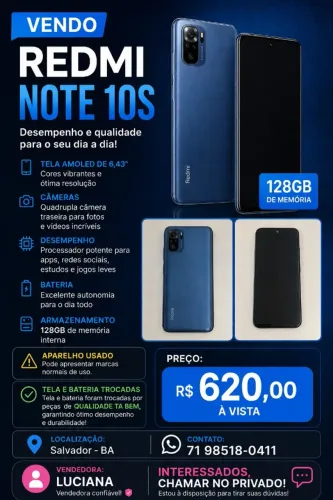 Celular Redminote 10 ( Semi-novo)