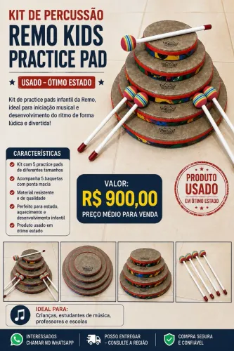 KIT DE PERCUSSÃO REMO KIDS PRACTICE PAD