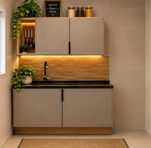 **Cozinha Planejada Moderna com Acabamento Sofisticado | MV Móveis Planejados** ?