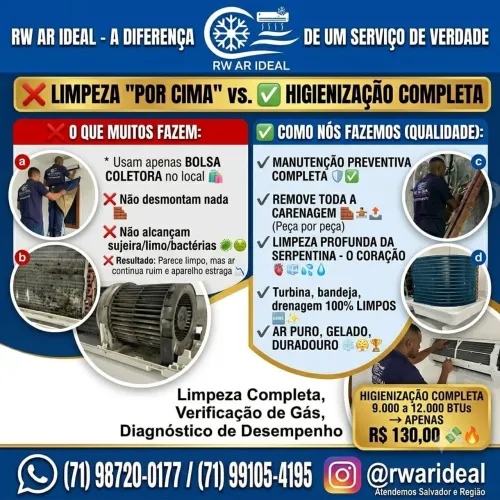 Promoção de Junho Manutenção Ar Condicionado 130 reais