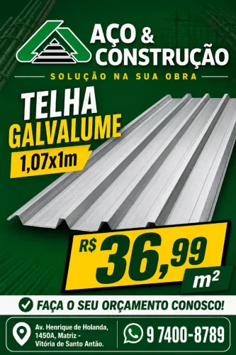 TELHA GALVALUME DIRETO DE FÁBRICA